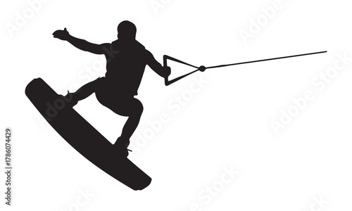Wakeboarder performing a trick silhouette