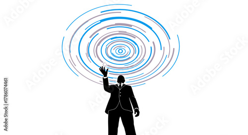 Businessman Harnessing Data and Technology in a Digital Vortex