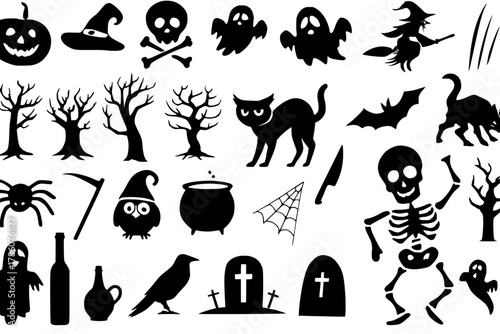 Spooky Halloween icons for festive designs