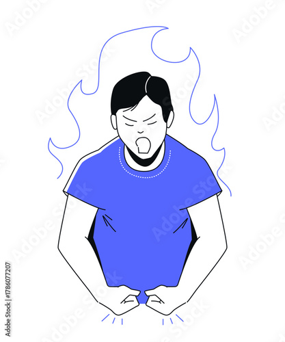 Angry Male - colorful flat design illustration