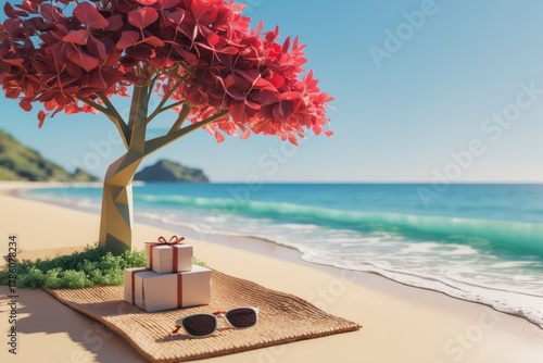 Minimalist New Zealand Summer Christmas 3D Render