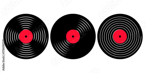 vector vinyl records set, clipart isolated on transparent background. 