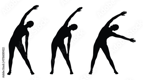 Exercise and stretching silhouettes isolated on white background, Vector