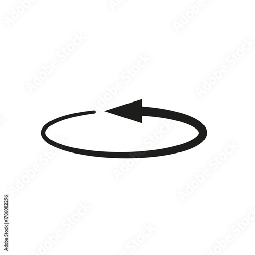 Semicircular rounded arrow. Vector illustration. The semi circle curved long arrow moves in a circular trajectory and path.