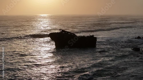 Aerial view of Meisho Maru shipwreck in Agulhas, South Africa
