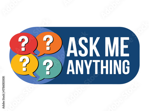 Ask me anything speech bubbles with question marks isolated on white background for communication