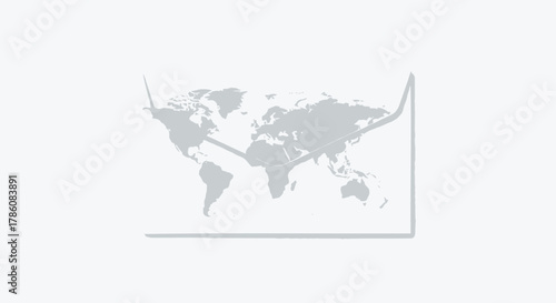 Global communication envelope with world map symbolizing international mail and correspondence