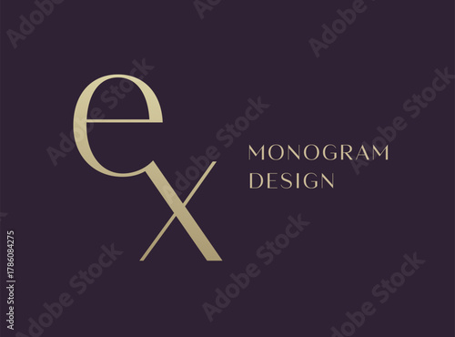 EX letter logo icon design. Classic style luxury initials monogram.