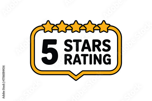 Five stars rating vector icon isolated on white background for product review