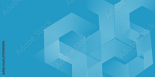 Abstract hexagon lines on gray background. Geometric stripe line art design modern