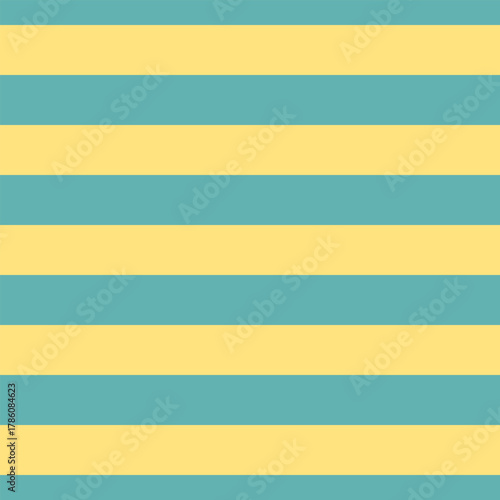 Striped background with horizontal straight light blue and yellow stripes. Seamless and repeating pattern. Editable vector illustration.
