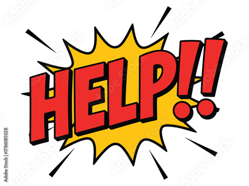 Comic speech bubble with the word help isolated on white background, vector illustration in pop art style