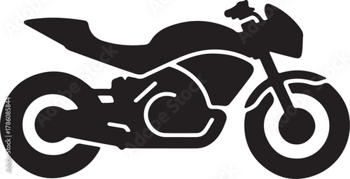 Motorcycle silhouette icon vector graphic design element for speed, transportation, freedom, and road concepts