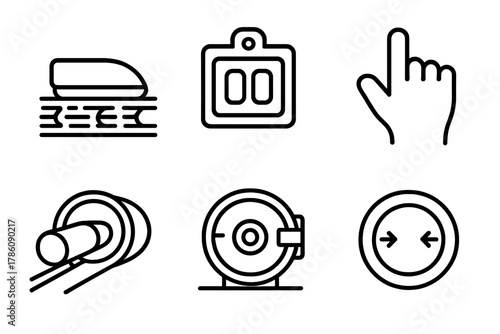 Pod Launch Icons. Solid style icons of language decay training: faded book glyph, eroded letter icon, time-worn badge. Crumbling