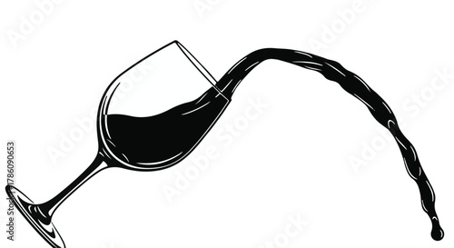 Dramatic splash of dark red liquid from a tilted wine glass, creating an elegant arc.