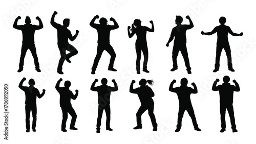Energetic people silhouettes isolated on white background, Vector