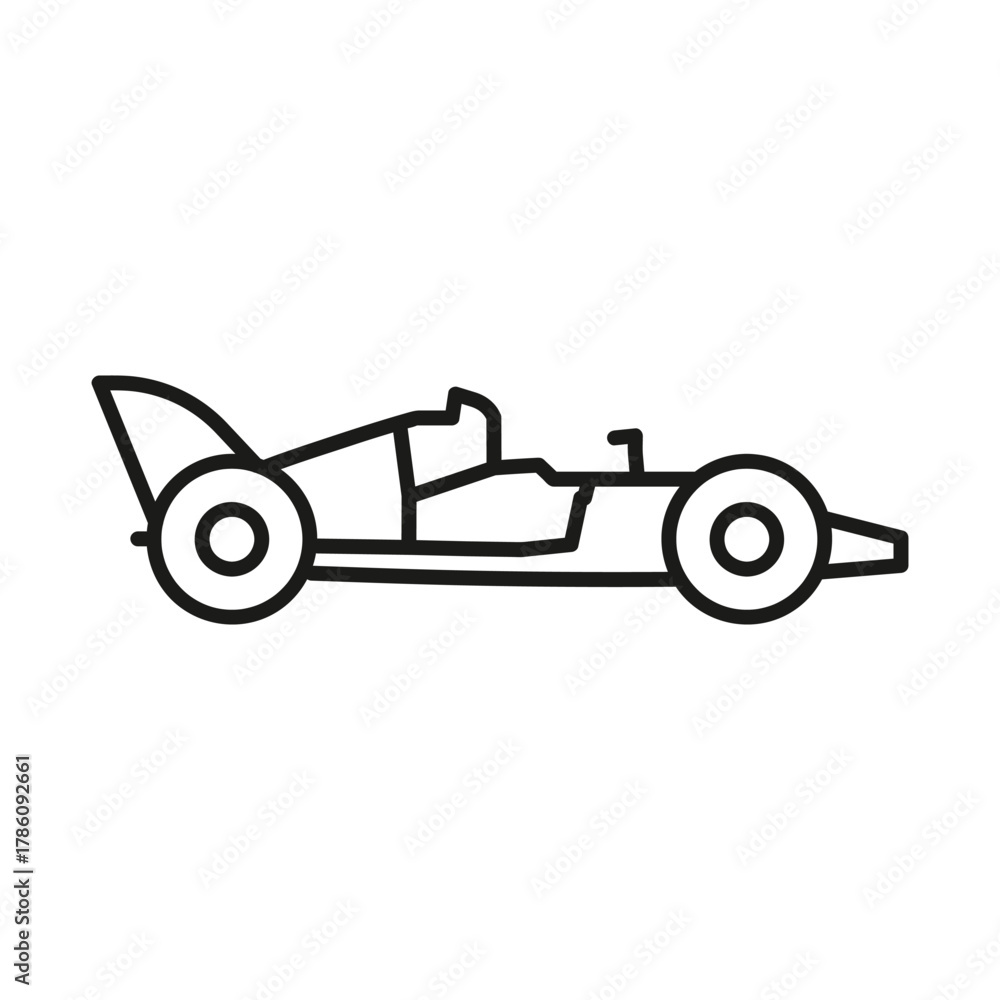 Obraz premium A black line drawing of a race car is presented against a white backdrop