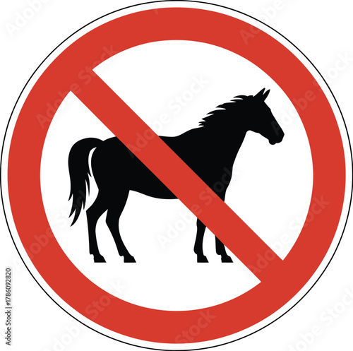 No horses allowed sign prohibition symbol warning restriction black horse