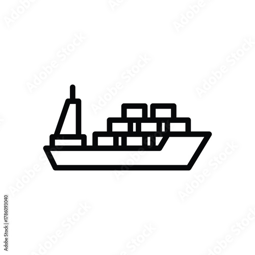 A blackoutlined cargo ship silhouette with containers