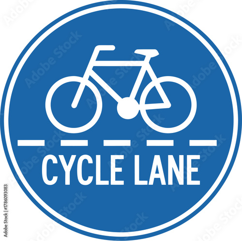 Cycle lane sign bicycle route road safety biking path traffic regulation blue