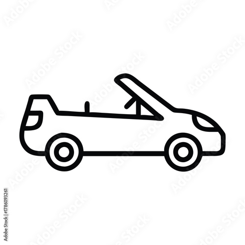 A line drawing depicts a convertible car with two wheels