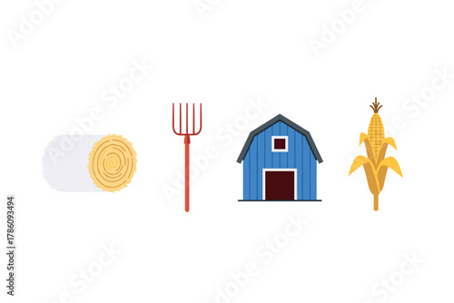 Farm essentials icons for agricultural design and marketing
