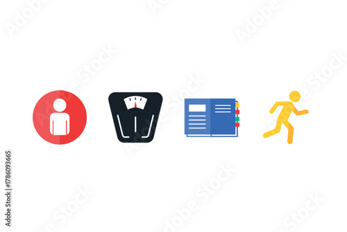 Health and fitness journey icons for lifestyle and wellness design