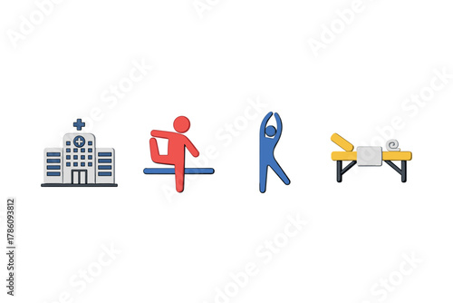 Health and wellness icons for fitness and medical design