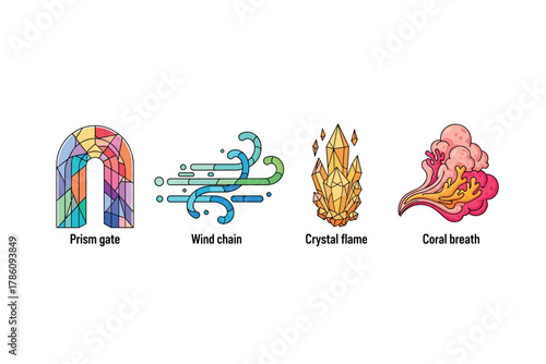 Elemental fantasy icons for game design and creative projects