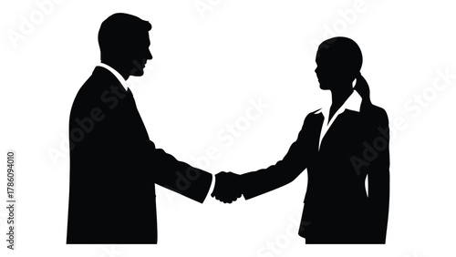 Business handshake silhouette isolated on white background, Vector
