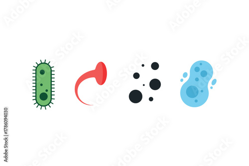 Microbiology and bacteria icon set for educational and scientific design