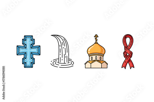 Religious and cultural symbols for spiritual and community awareness designs