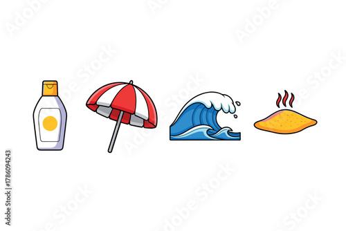 Summer beach essentials for vacation design and marketing