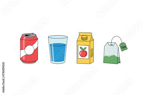 Beverage icons for drink menu design and branding