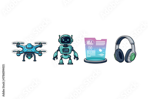Futuristic technology icons for innovative design projects