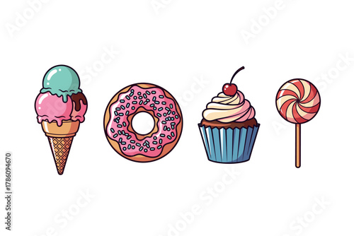 Sweet treats collection for dessert shop branding and design