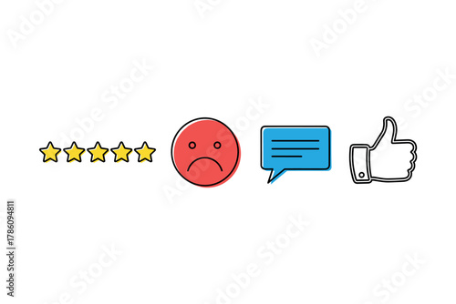 Customer feedback and satisfaction icons for marketing and user experience design