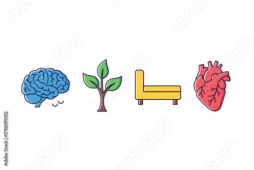 Wellness and self-care icons for mindful living and design applications