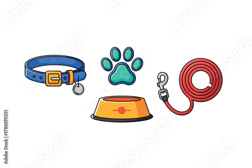 Pet care essentials icons for animal enthusiasts and designers