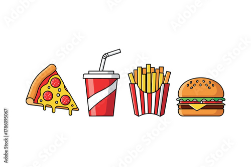 Fast food favorites icons for restaurant branding and menu design