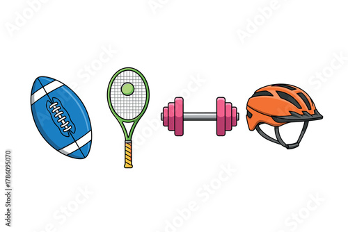 Sports and fitness gear icons for active lifestyle design