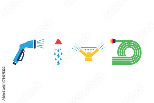 Gardening watering tools for landscaping and plant care design