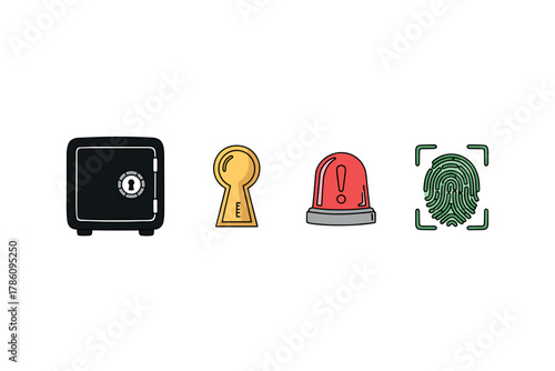 Security and access control icon set for digital and physical protection design