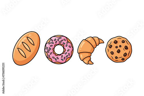 Delicious bakery treats icons for culinary branding and design
