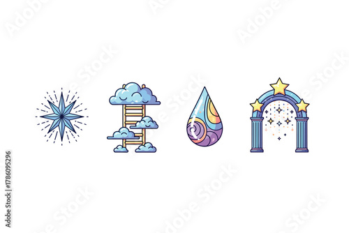 Celestial and mystical elements for creative design projects