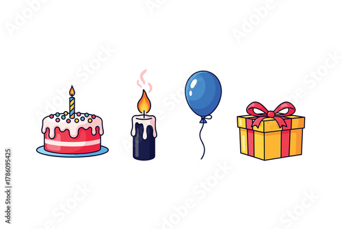 Birthday celebration icons for party planning and design projects
