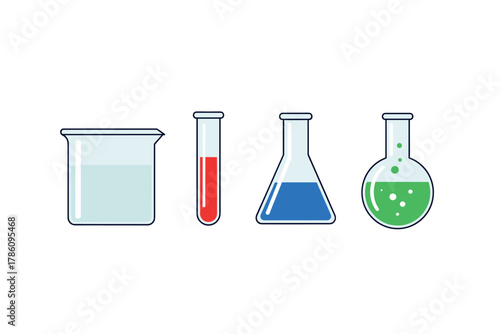 Laboratory science equipment icons for educational and scientific design projects