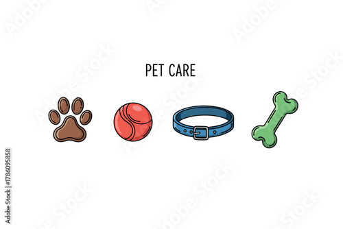 Pet care essentials icons for branding and design