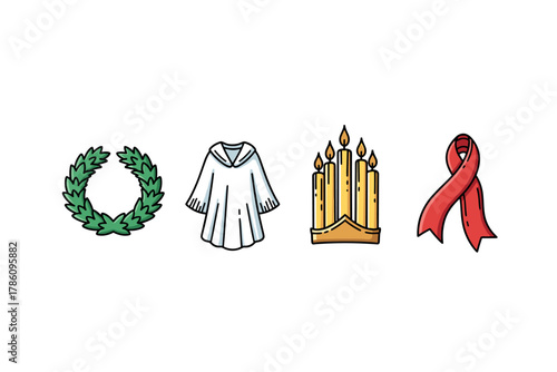 Traditional santa lucia celebration icons for cultural festivity designs