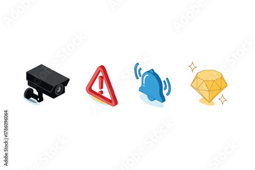 Security and alert icons for app and web design projects
